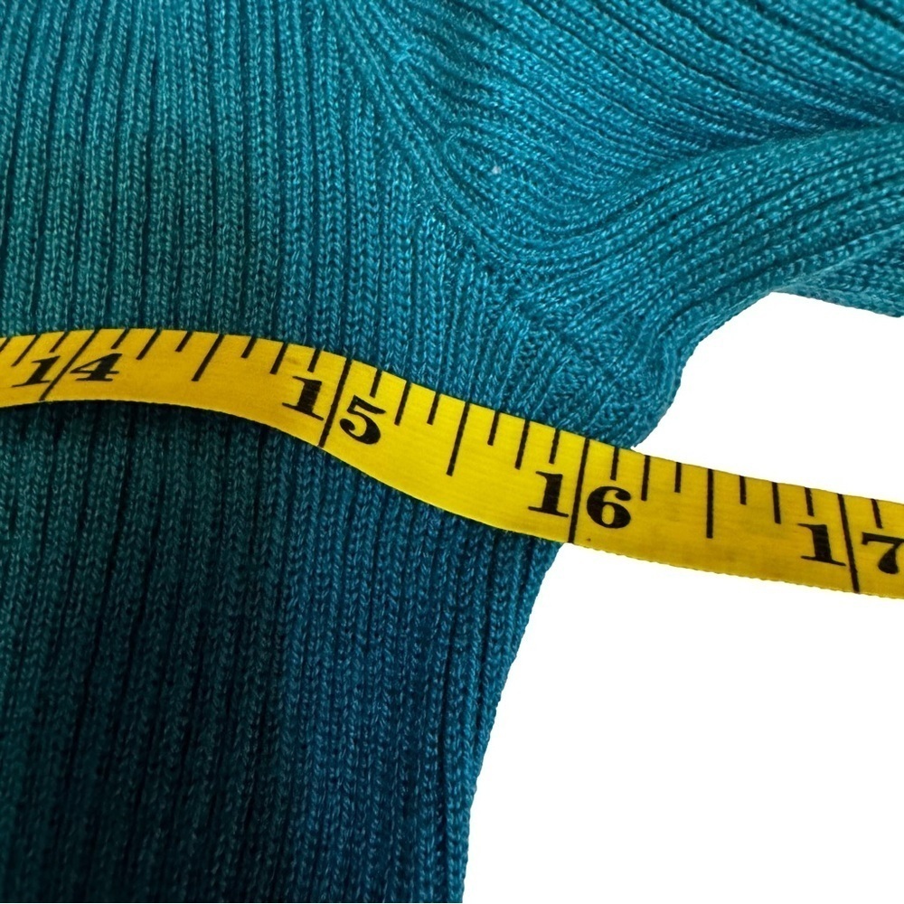 DIALOGUE Teal Cardigan Sweater Top Size XS Fit and Flare Long Sleeve 3 Buttons - Picture 8 of 12